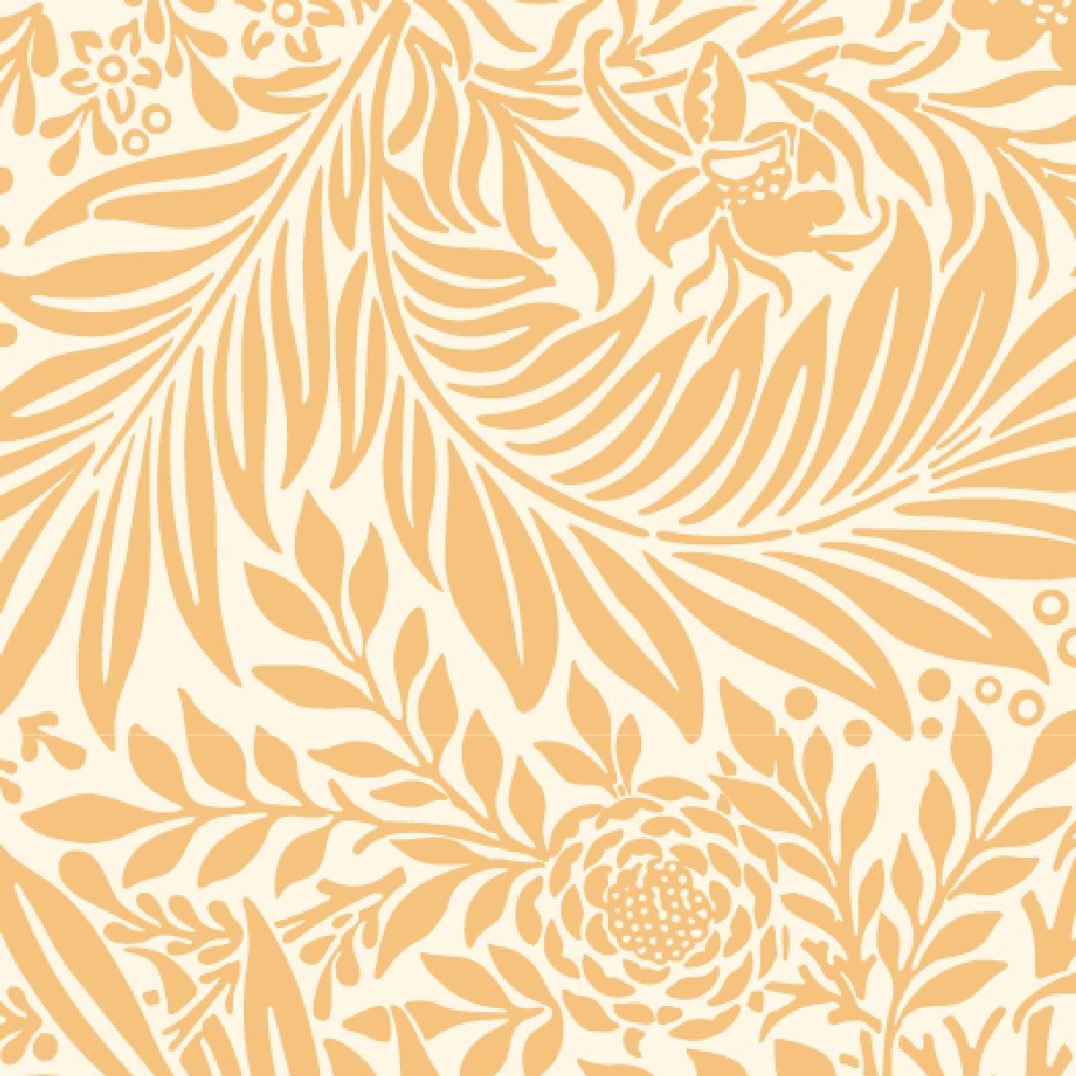 Golden Botanical Line Art Mural