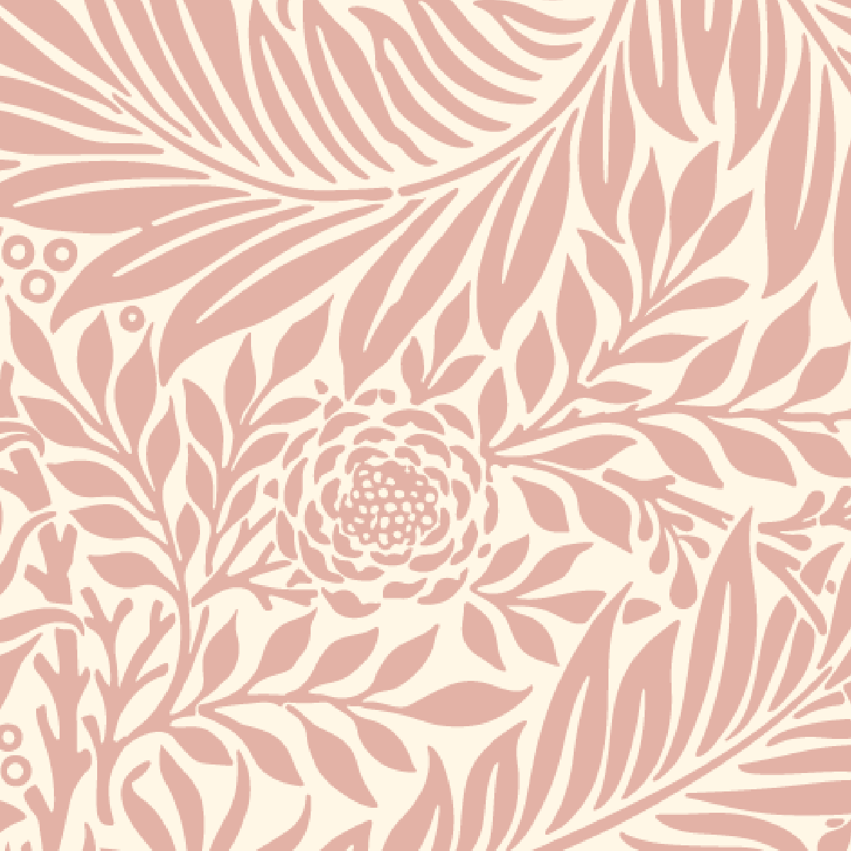 Blush Pink Botanical Line Art Mural