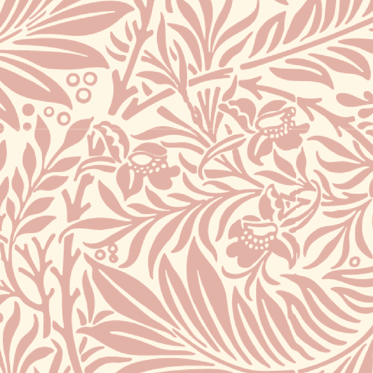 Blush Pink Botanical Line Art Mural