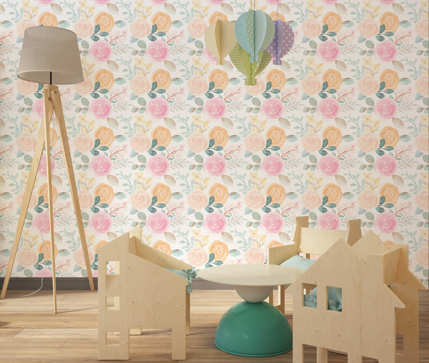Pastel Rose Garden Mural