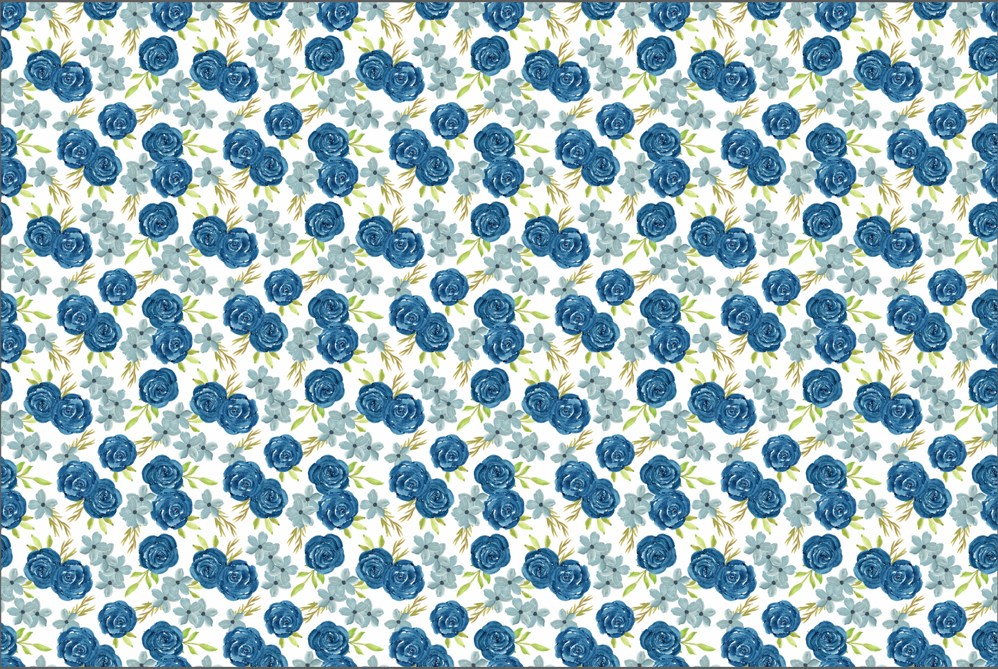 Navy Blue Watercolor Rose Floral Mural
