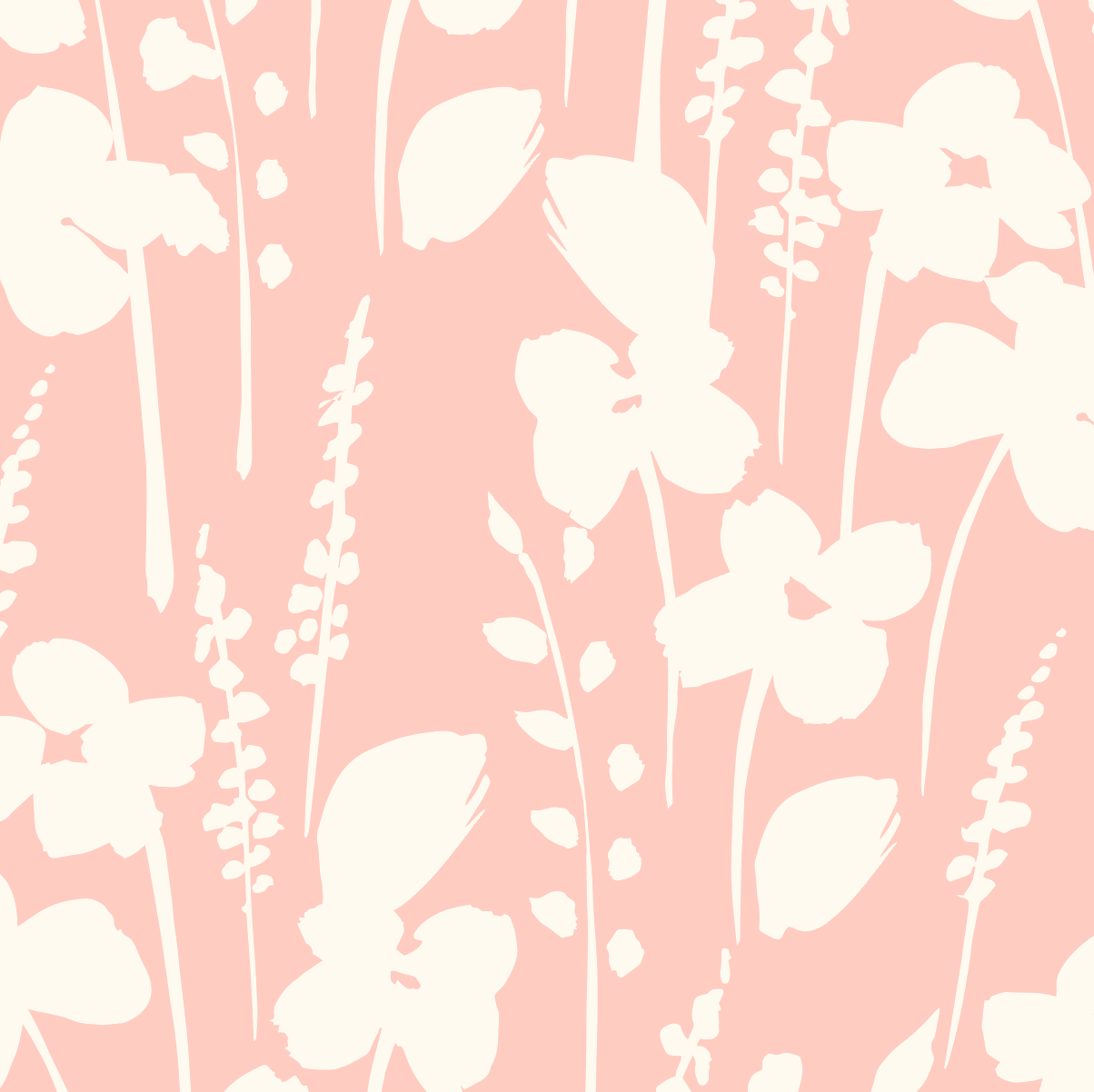 Blush Floral Silhouette Mural