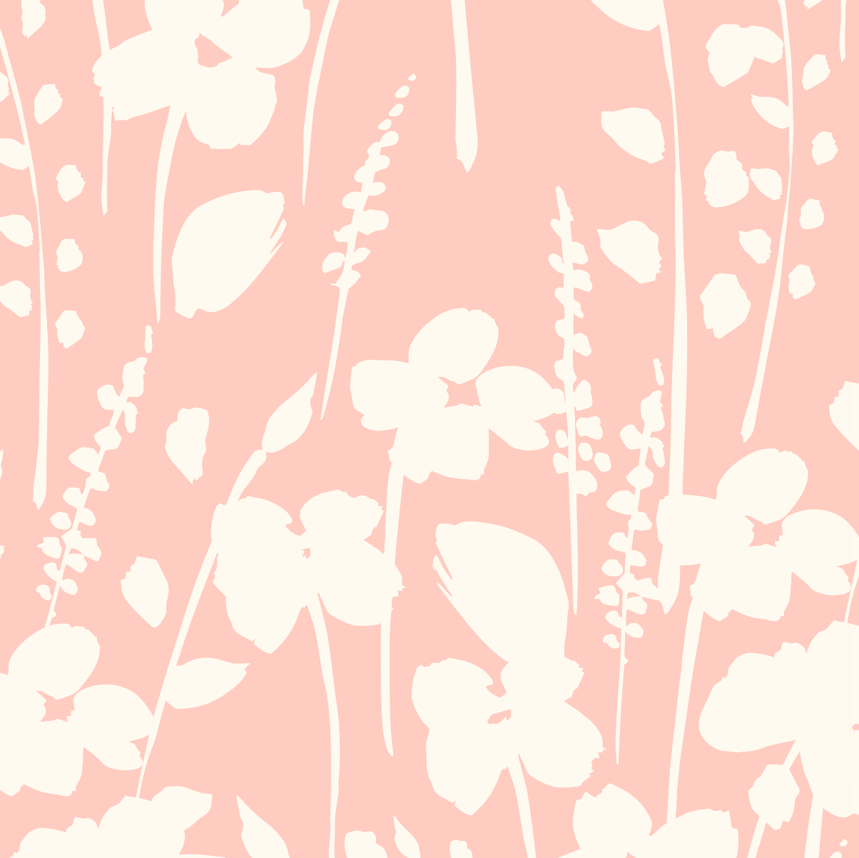 Blush Floral Silhouette Mural