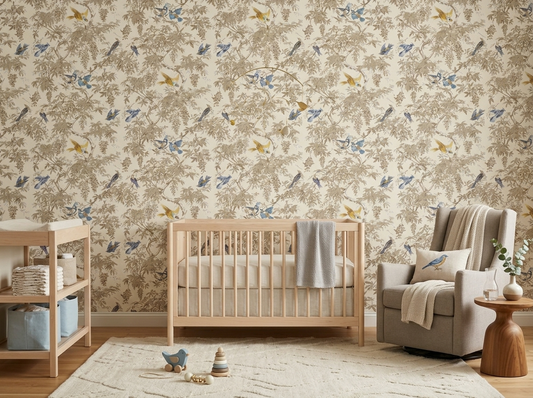 Vintage Songbird Toile Mural