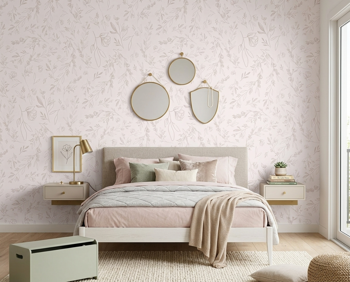 Soft Wildflower Sketch Mural