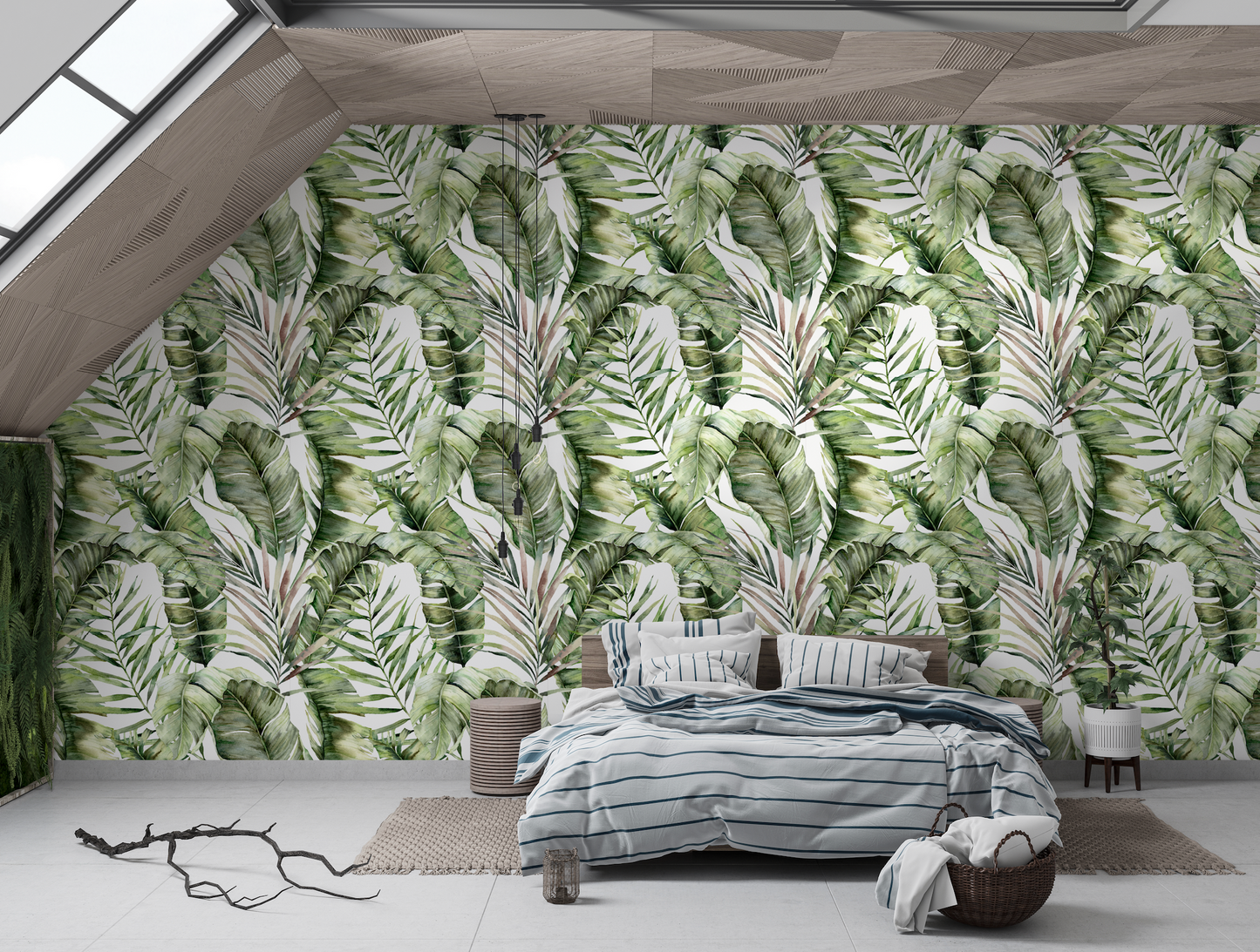 Watercolor Tropical Palms Mural