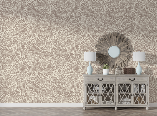 Taupe Botanical Line Art Mural