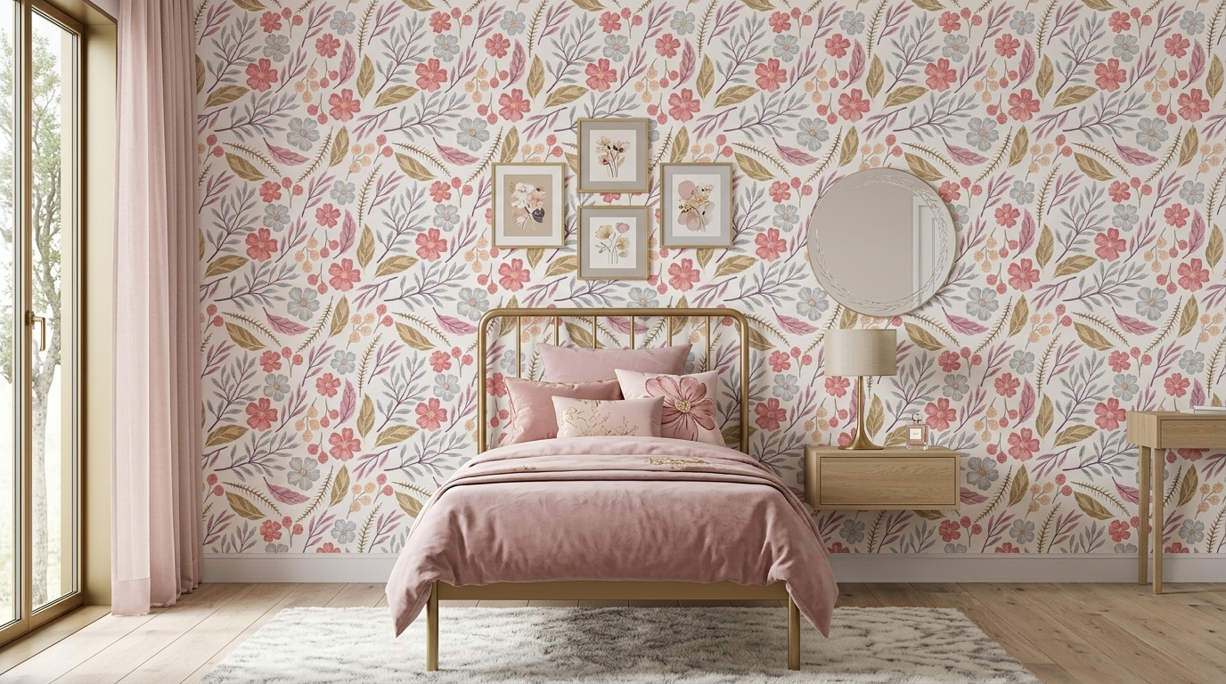 Pastel Wildflower Meadow Mural